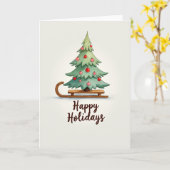 Happy Holidays Tree on Sled Card Kaart (Gele Bloem)
