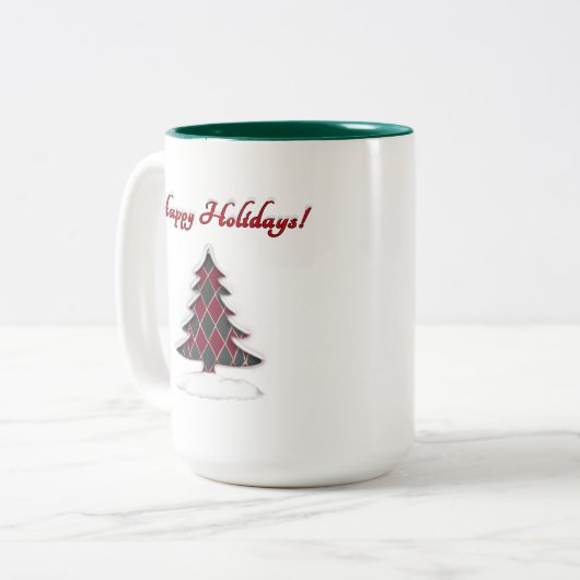 Happy Holidays! Tweekleurige Koffiemok (Voorkant links)