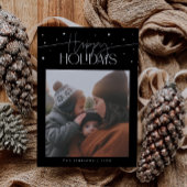 Happy Holidays Typography Black Photo Feestdagenkaart