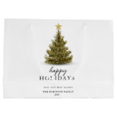 Happy Holidays Typography Christmas Pine Tree Groot Cadeauzakje (Achterkant)
