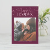 Happy Holidays Typography Cranberry Photo Feestdagenkaart (Staand voorkant)