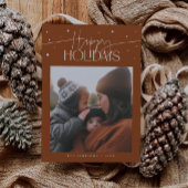 Happy Holidays Typography Terracotta Photo Feestdagenkaart