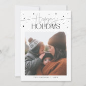Happy Holidays Typography White Photo Feestdagenkaart (Voorkant)