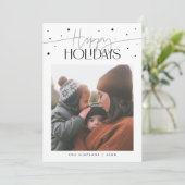 Happy Holidays Typography White Photo Feestdagenkaart (Staand voorkant)