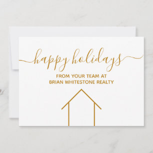 Happy Holidays Vastgoedbedrijf Goud Corporate Feestdagenkaart