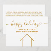 Happy Holidays Vastgoedbedrijf Goud Corporate Feestdagenkaart (Voorkant / Achterkant)