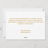 Happy Holidays Vastgoedbedrijf Goud Corporate Feestdagenkaart (Achterkant)