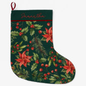 Happy Holidays Watercolor Botanical Personalized Grote Kerstsok (Voorkant)