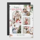 Happy Holidays Watercolor Holly Botanical 5 Photo (Voorkant / Achterkant)