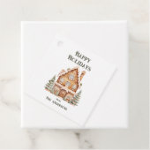 Happy Holidays Watercolor House Personalized  Bedankjes Labels (In situ)