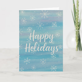 Happy Holidays Watercolor Snowflake Kaart