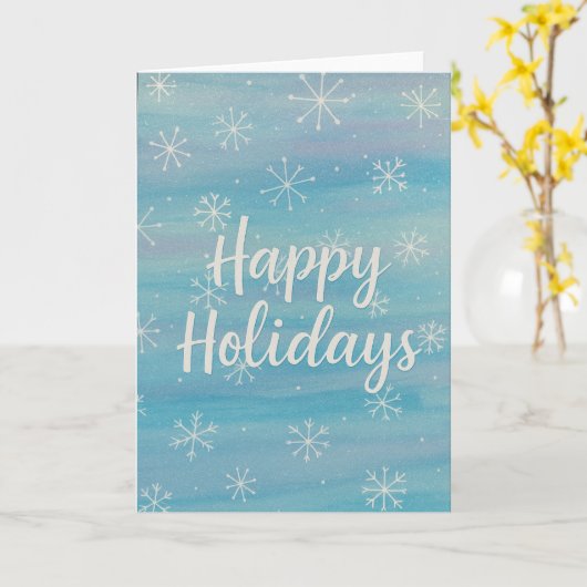 Happy Holidays Watercolor Snowflake Kaart (Gele Bloem)