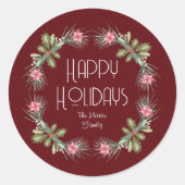 Happy Holidays watercolor wreath sticker (Voorkant)