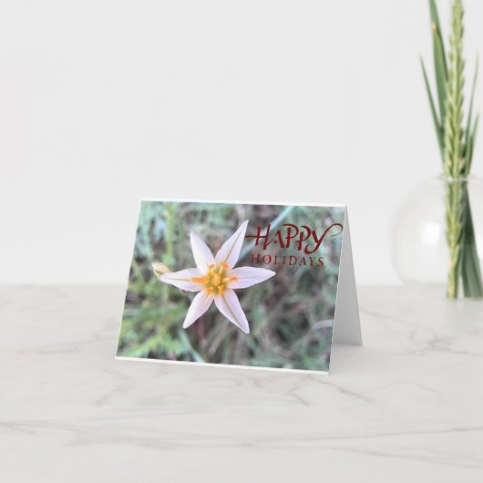 Happy Holidays White Flower Blank Greeting Card Bedankkaart (Voorkant)