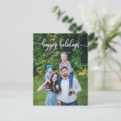 Happy Holidays White Script Unique Photo Christmas Briefkaart (Staand voorkant)