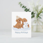 Happy Holidays Winter Goldendoodle Dog Snowman Briefkaart (Staand voorkant)