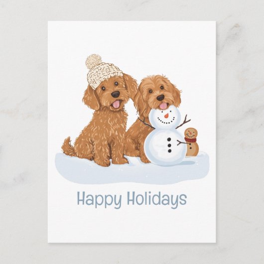 Happy Holidays Winter Goldendoodle Dog Snowman Briefkaart (Voorkant)