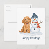 Happy Holidays Winter Goldendoodle Dog Snowman Briefkaart (Voorkant / Achterkant)