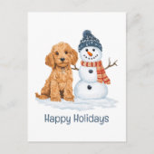Happy Holidays Winter Goldendoodle Dog Snowman Briefkaart (Voorkant)