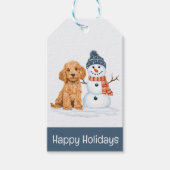 Happy Holidays Winter Goldendoodle Dog Snowman Cadeaulabel (Voorkant)