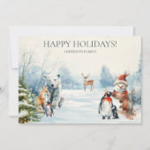 Happy Holidays Winter Wonderland Animals Card Feestdagenkaart (Voorkant)