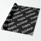 Happy Holidays Wrapping Black Cadeaupapier (Uitgerold)