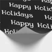 Happy Holidays Wrapping Black Cadeaupapier (Hoek)
