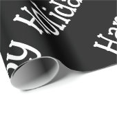Happy Holidays Wrapping Black Cadeaupapier (Rol Hoek)