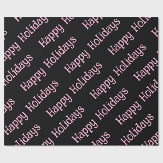 Happy Holidays Wrapping Pink Lettering Cadeaupapier (Vlak)