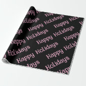 Happy Holidays Wrapping Pink Lettering Cadeaupapier (Uitgerold)
