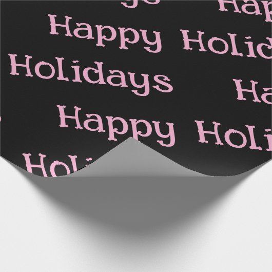 Happy Holidays Wrapping Pink Lettering Cadeaupapier (Hoek)