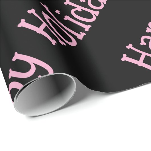 Happy Holidays Wrapping Pink Lettering Cadeaupapier (Rol Hoek)