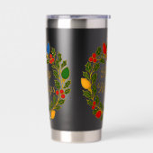 Happy Holidays Wreath Christmas Lights and Holly Geïsoleerde Drinkbeker (Links)