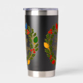 Happy Holidays Wreath Christmas Lights and Holly Geïsoleerde Drinkbeker (Rechts)