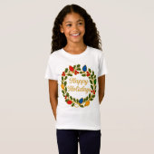 Happy Holidays Wreath Christmas Lights and Holly T-shirt (Voorkant volledig)