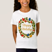 Happy Holidays Wreath Christmas Lights and Holly T-shirt (Voorkant)