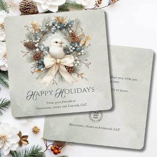 Happy Holidays Wreath Company Logo Vierkant Groen Feestdagenkaart
