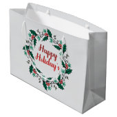 Happy Holiday's Wreath Gift Bag Groot Cadeauzakje (Achterkant Gekanteld)