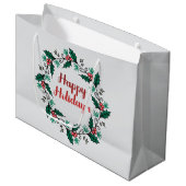 Happy Holiday's Wreath Gift Bag Groot Cadeauzakje (Voorkant Gekanteld)