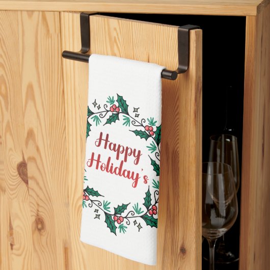Happy Holiday's Wreath Kitchen Towels Theedoek (Derde Gevouwen)