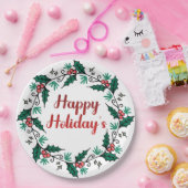 Happy Holiday's Wreath Paper Plate Papieren Bordje (Feest)