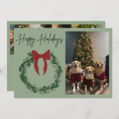Happy Holidays Wreath Photo Card Feestdagenkaart (Voorkant / Achterkant)