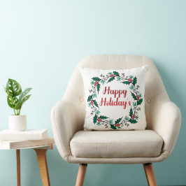 Happy Holiday's Wreath Throw Pillow Kussen