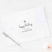 Happy Holidays Xmas Simple Red Heart Snowflake Ronde Sticker (Envelop)