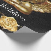 Happy Holidayskerstcadeaupapier Gold Angel Cadeaupapier (Hoek)