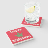 Happy Holidaze - Gepersonaliseerd Stenen Onderzetter (Zijkant)