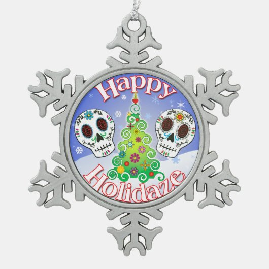 Happy Holidaze Sugar Skull Ornament (Voorkant)