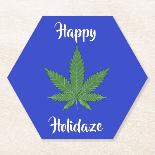 Happy Holidaze Weed Leaf-Feestdagen gepersonalisee Kartonnen Onderzetters (Voorkant)