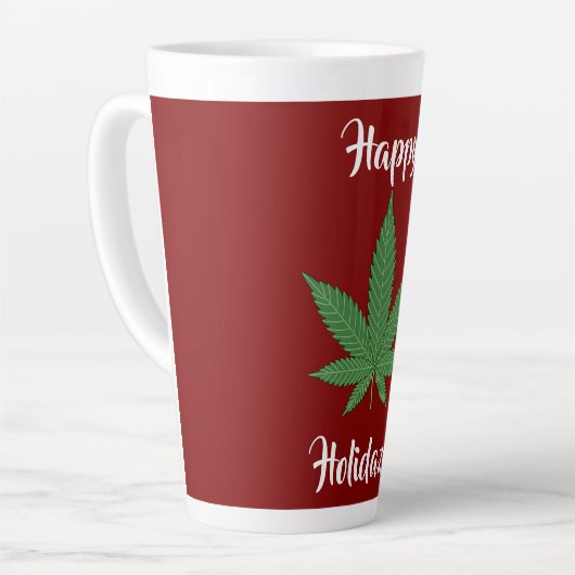 Happy Holidaze Wiet Leaf gepersonaliseerd Latte Mok (Linkerhoek)