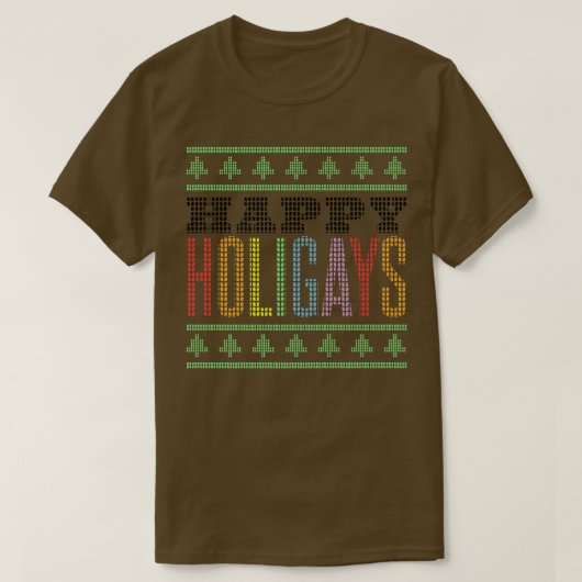 Happy Holigays LGBT Gay Kerstmis T-shirt (Design voorkant)